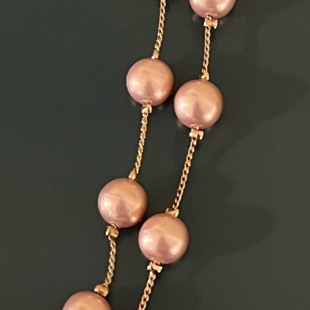 MONET Adjustable Gold-Tone Double Strand Pink Pearl Necklace NWT - Picture 3 of 4